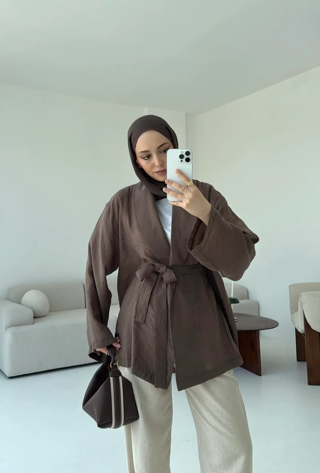 Model Yazlık Kimono Kahve