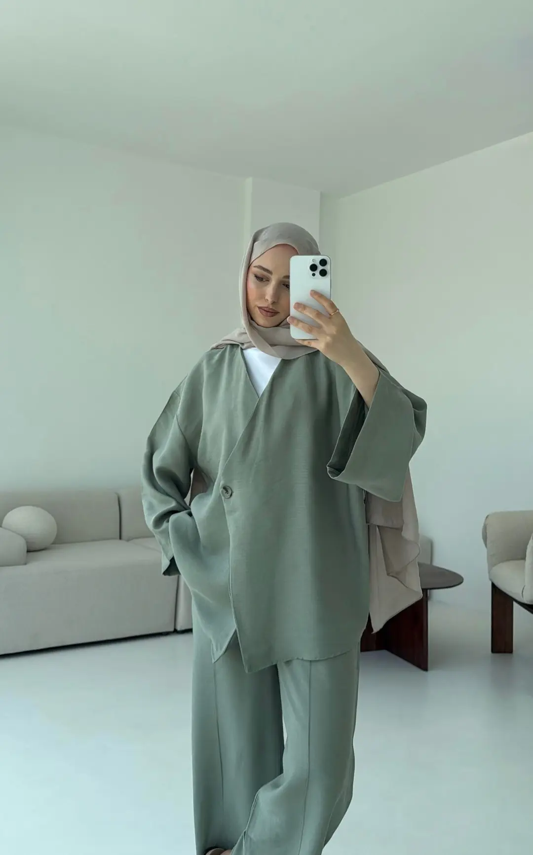 Bağlamalı Kimono Takım Çağla