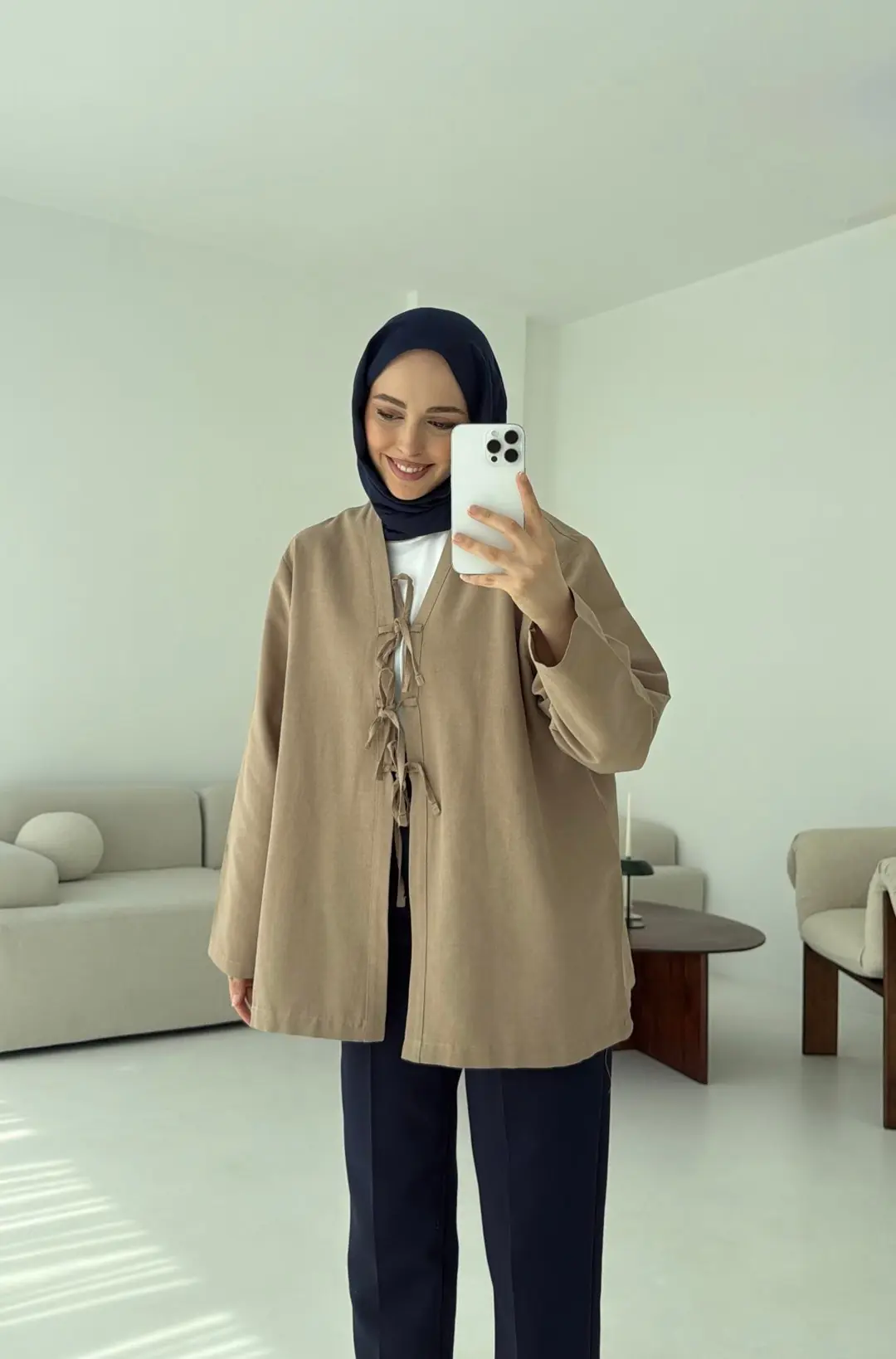 Keten Üç Bağlamalı Kimono Vizon