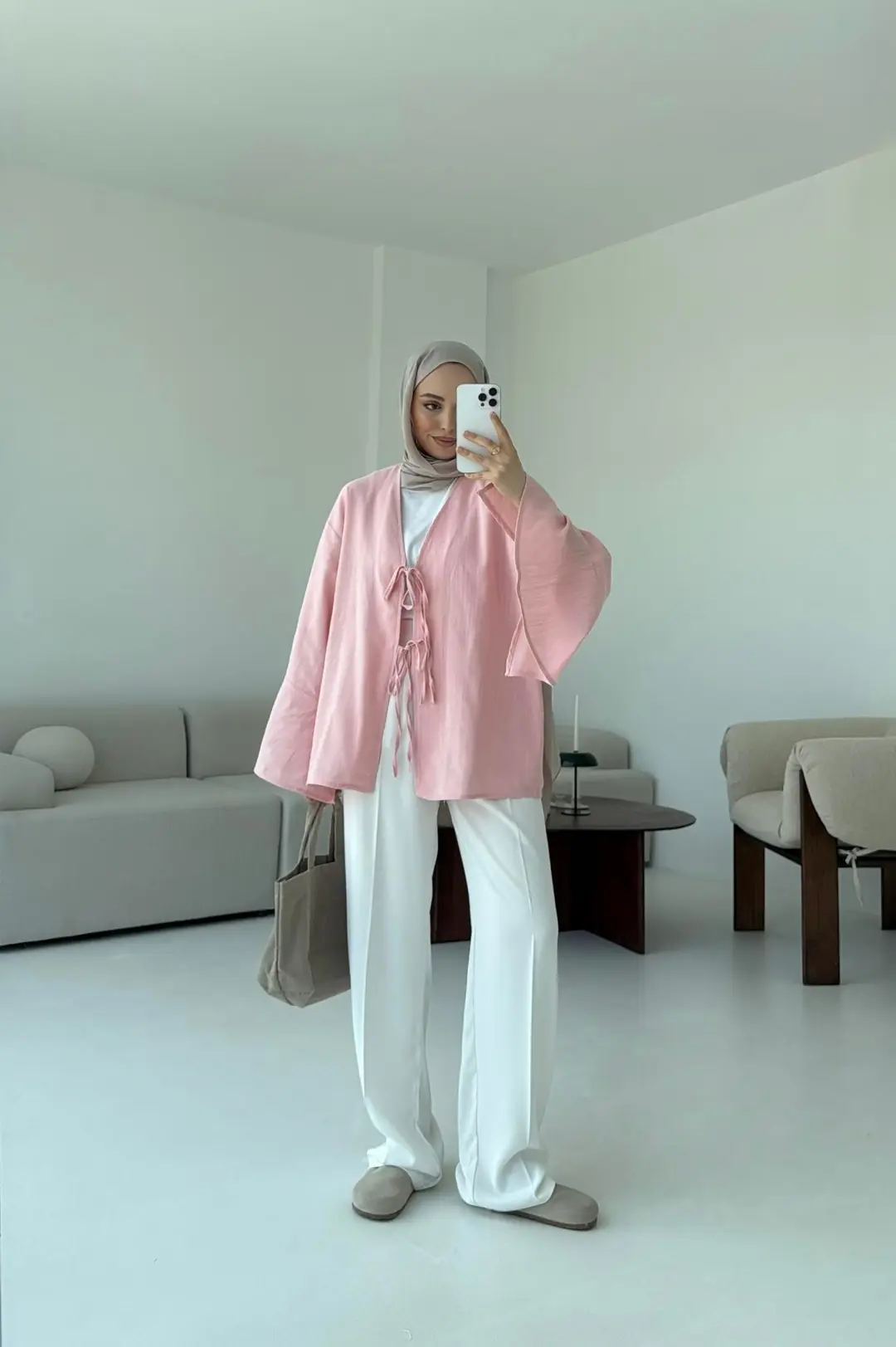 Kol Detay Kimono Pembe