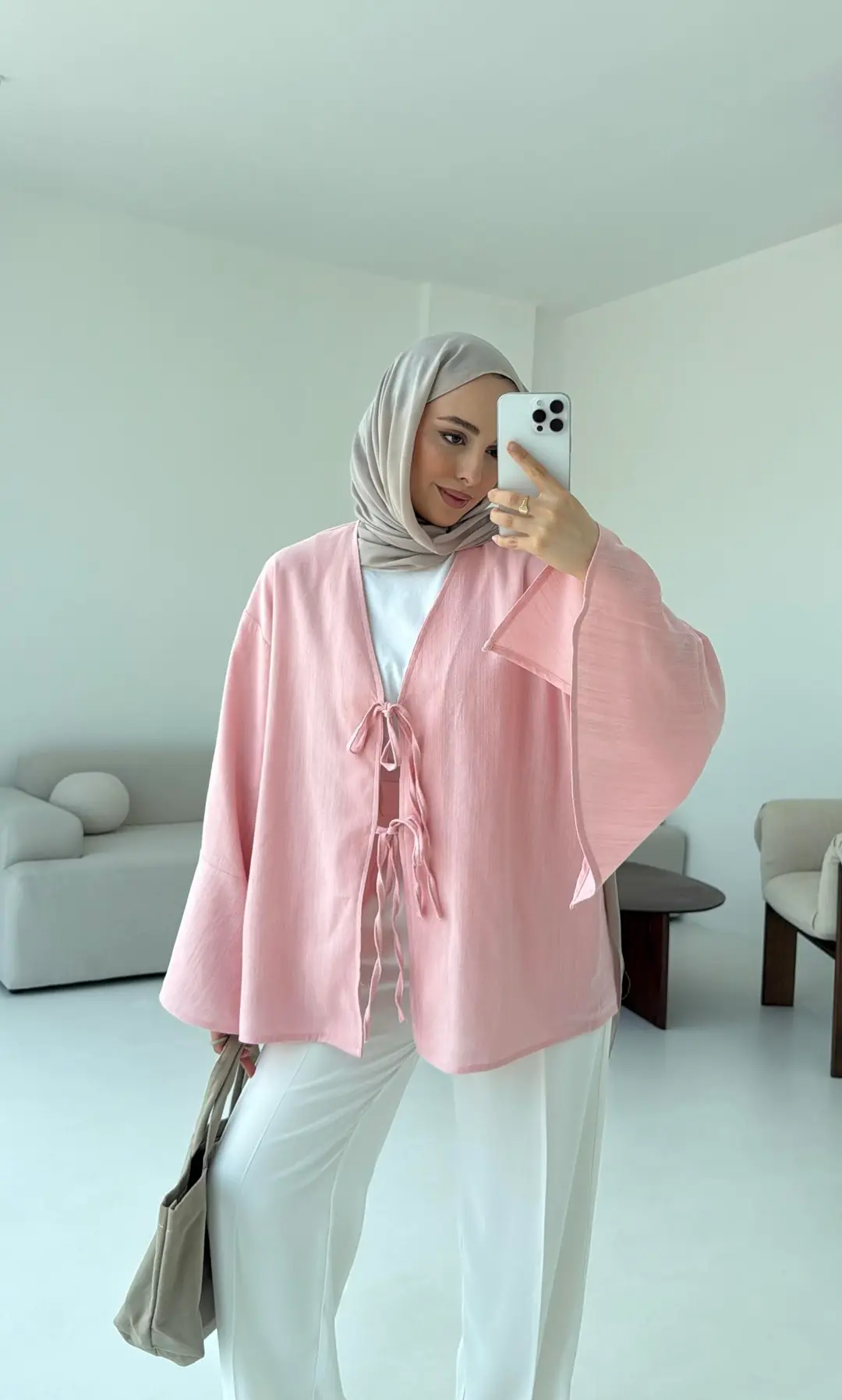 Kol Detay Kimono Pembe