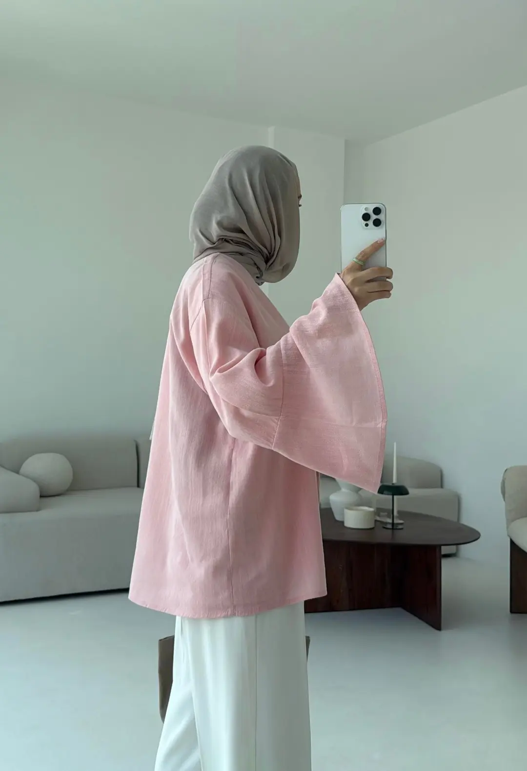 Kol Detay Kimono Pembe