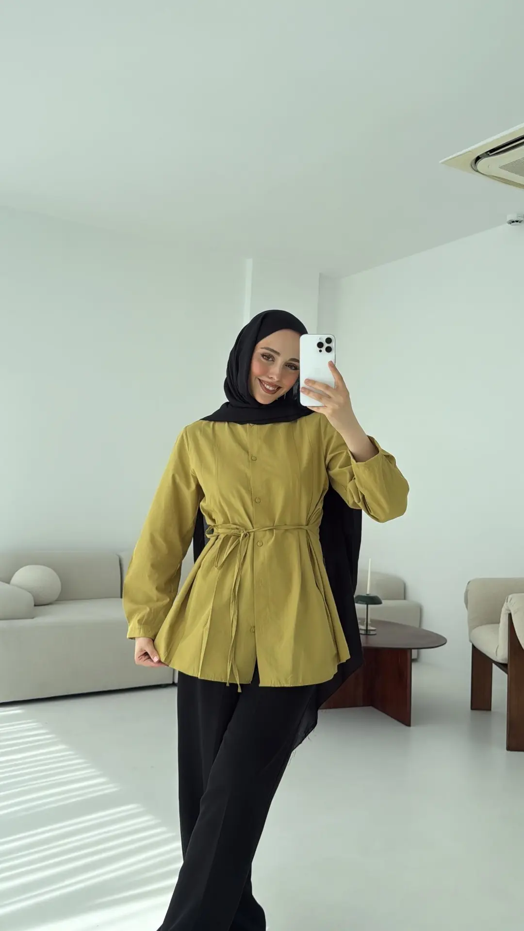 Belden Oturtmalı Gömlek Oliive