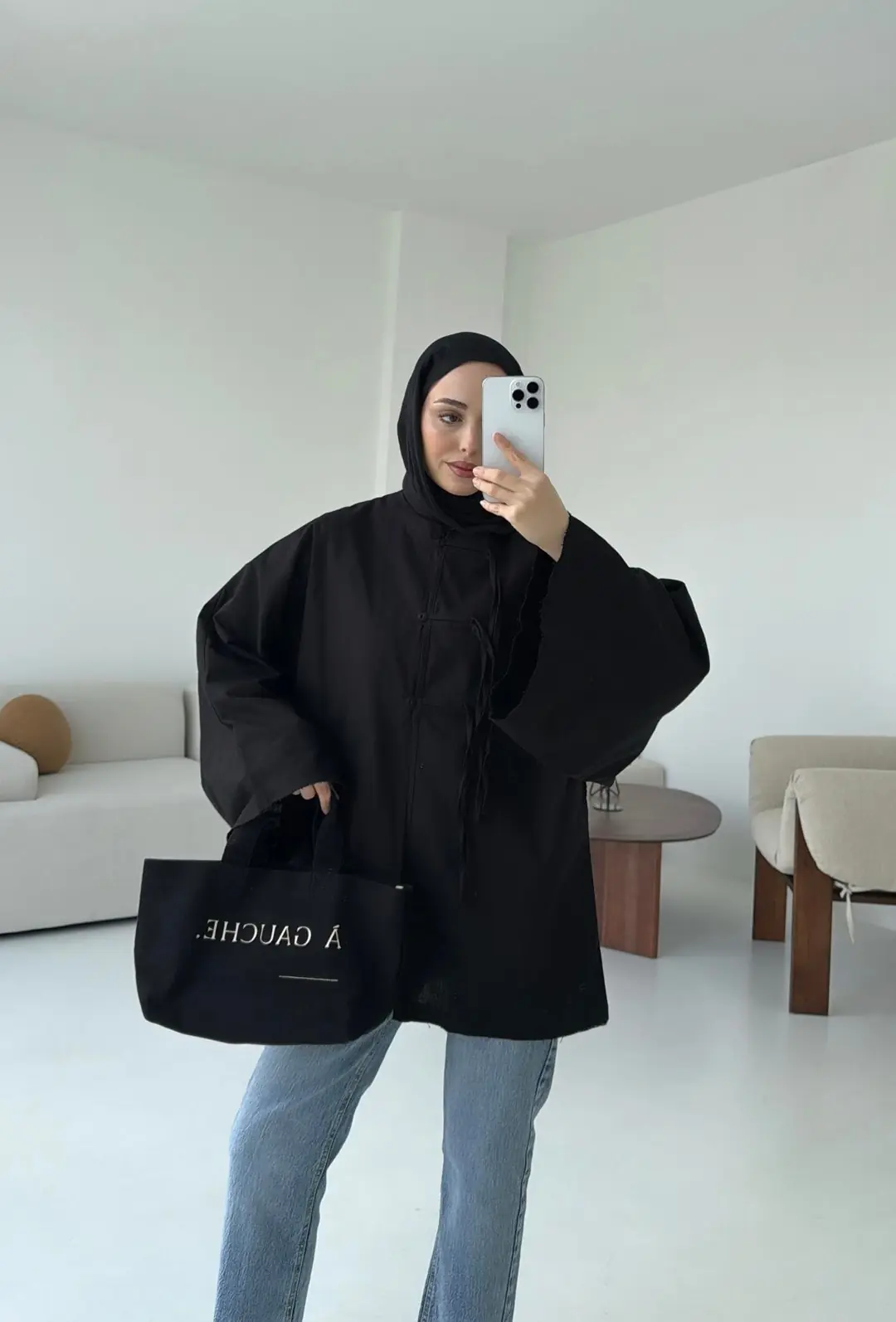 Geniş Kol Kimono Siyah