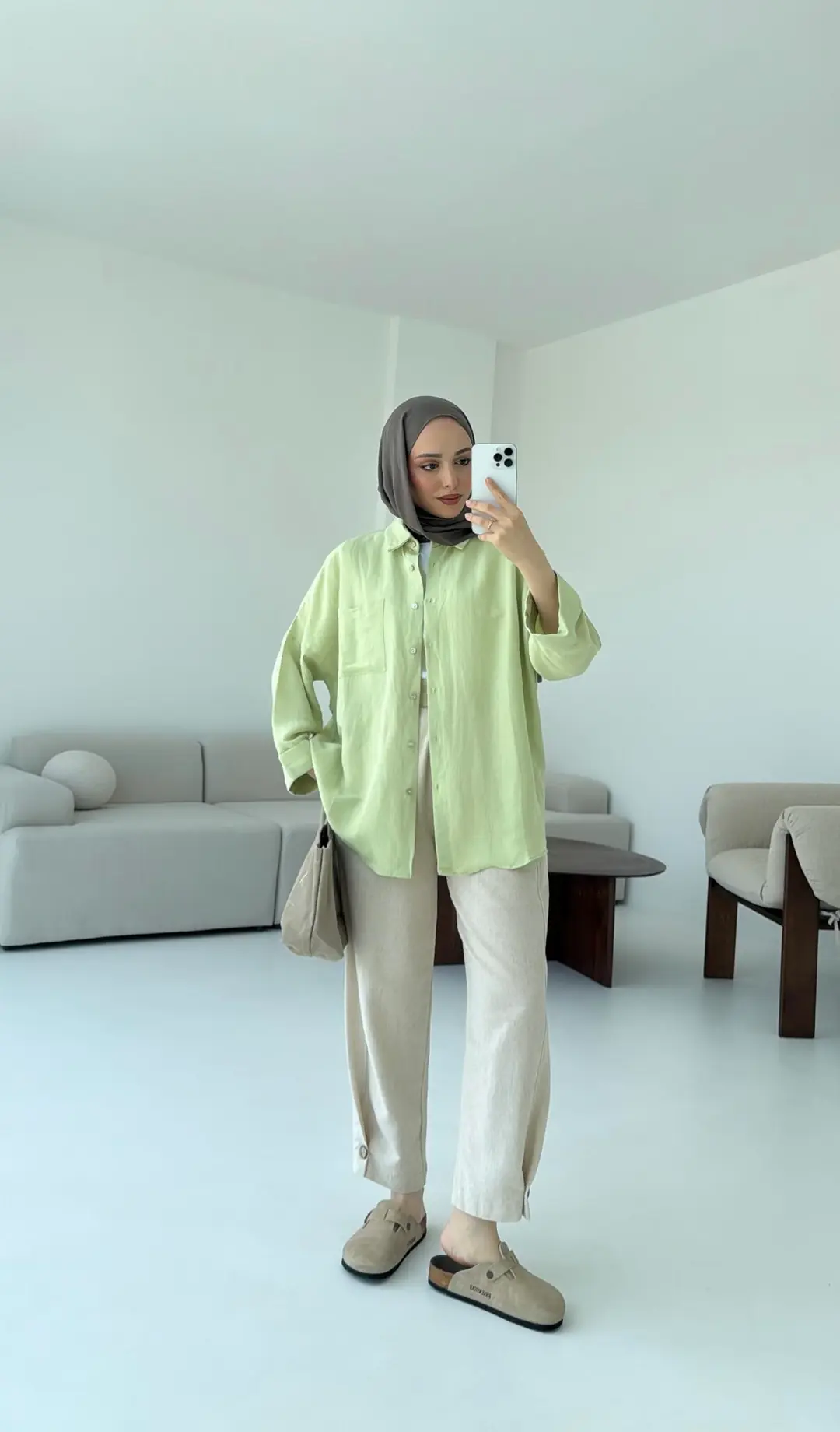 Linen Oversize Gömlek Lime
