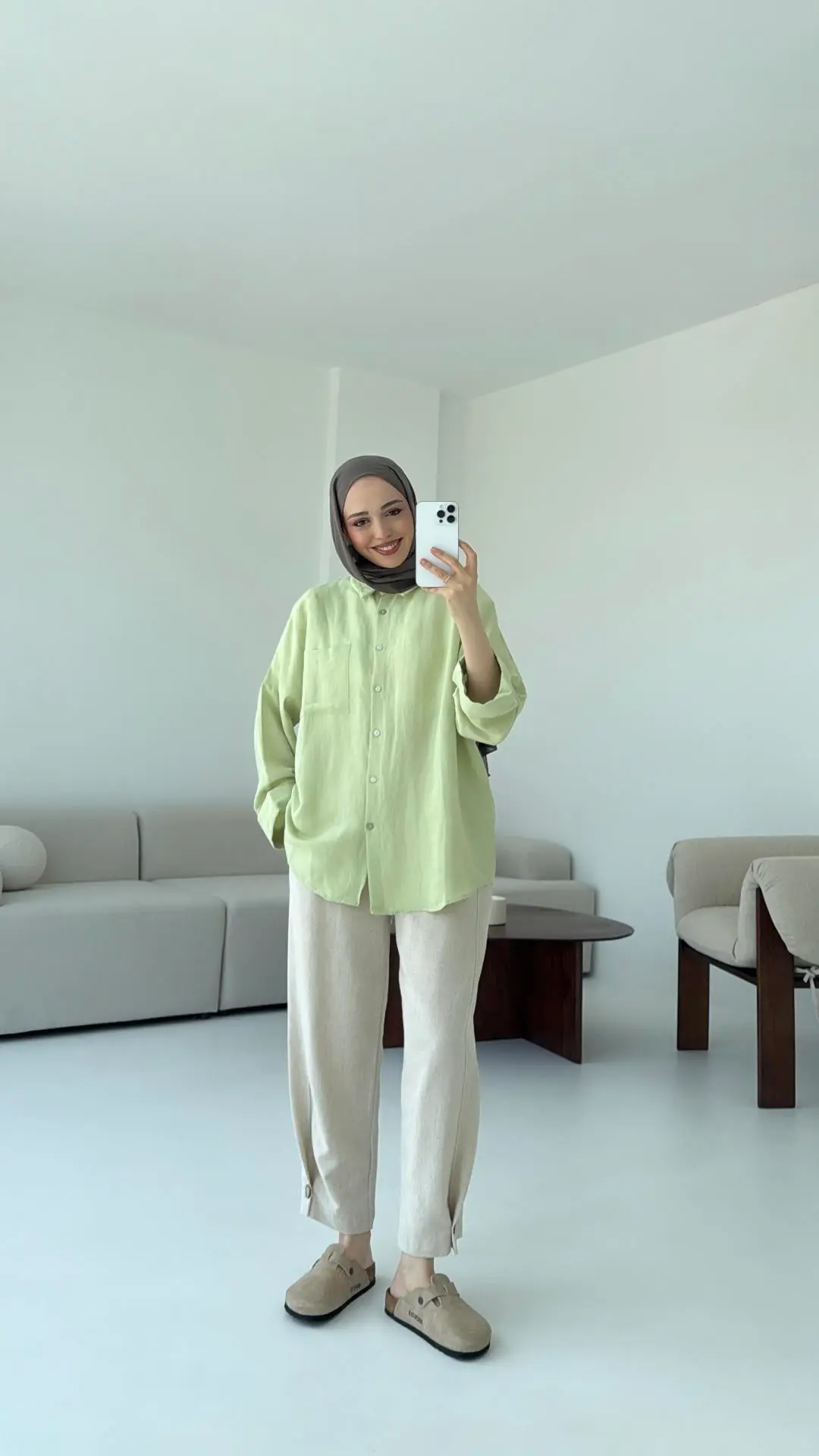 Linen Oversize Gömlek Lime
