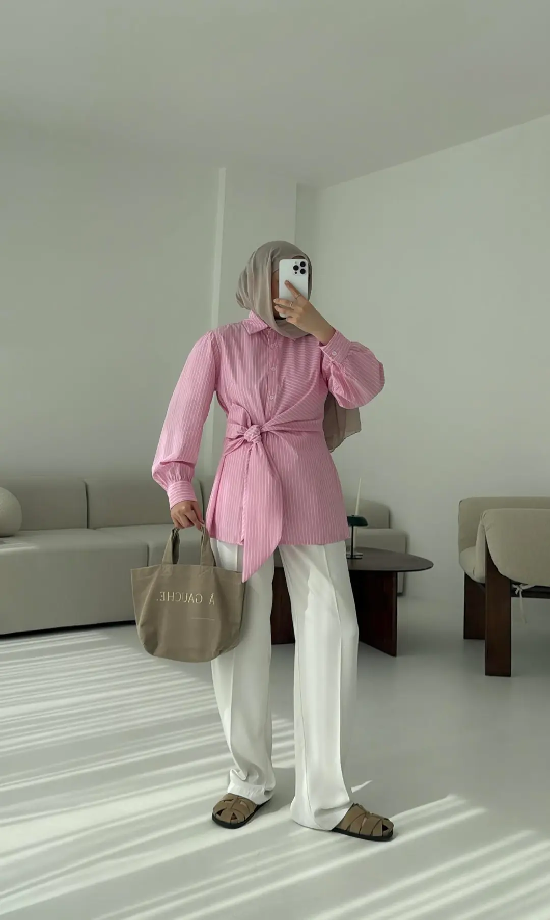Çizgili Detaylı Gömlek Pembe