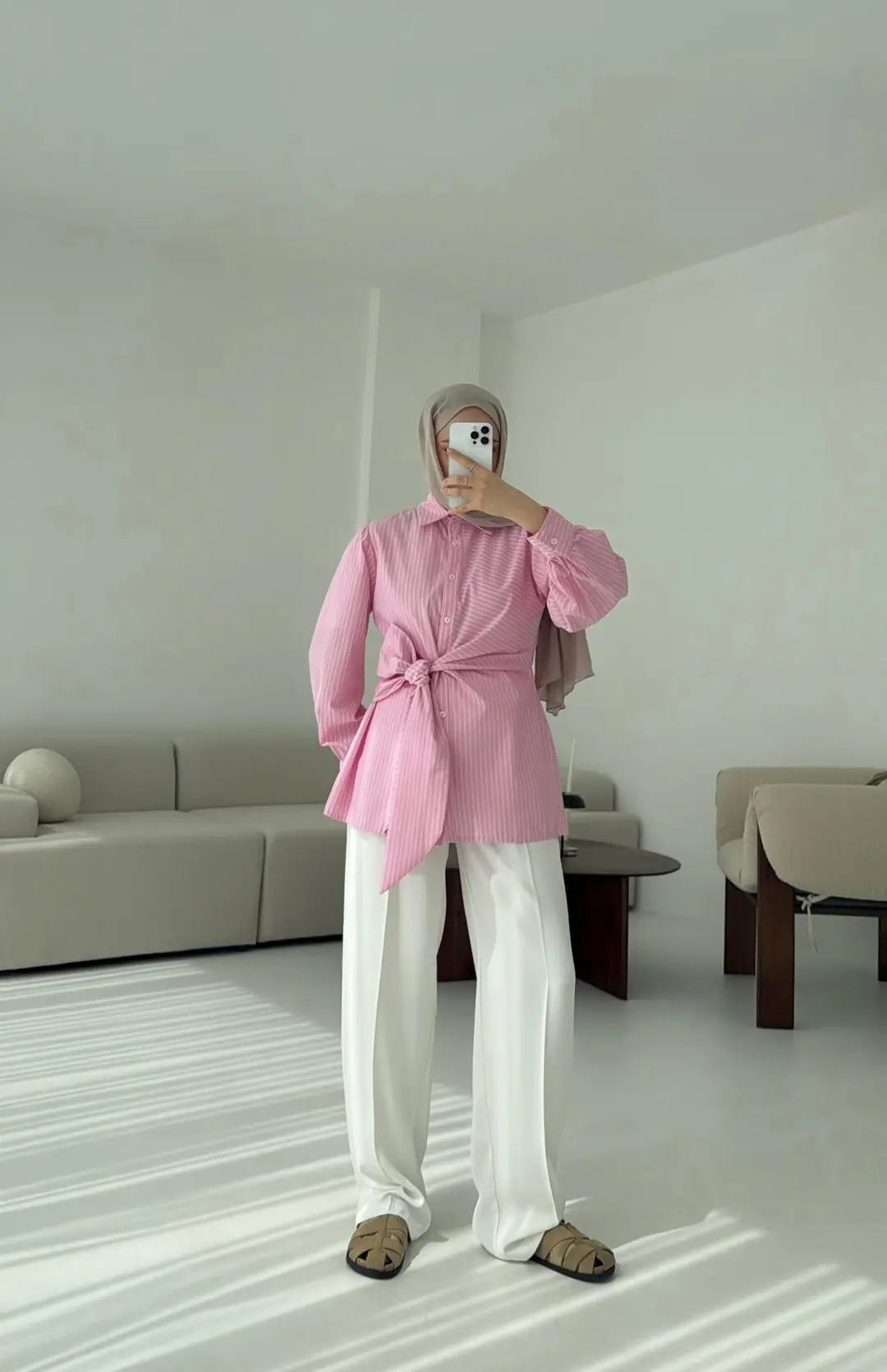 Çizgili Detaylı Gömlek Pembe