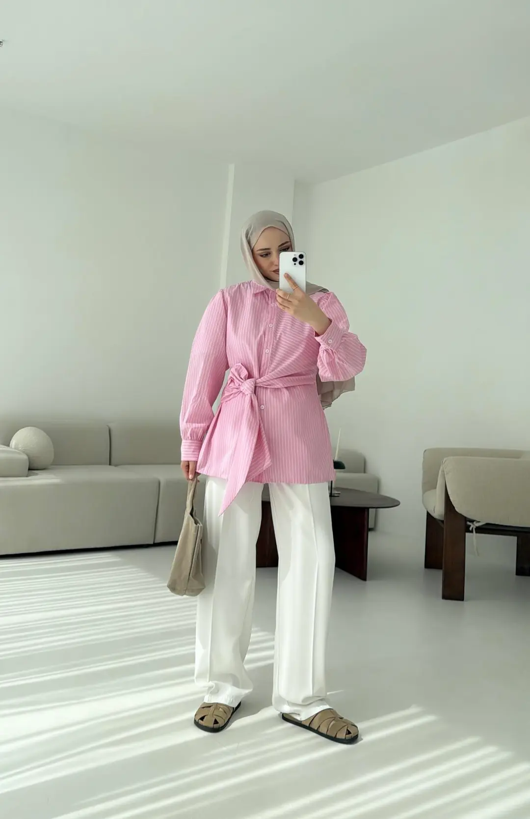Çizgili Detaylı Gömlek Pembe
