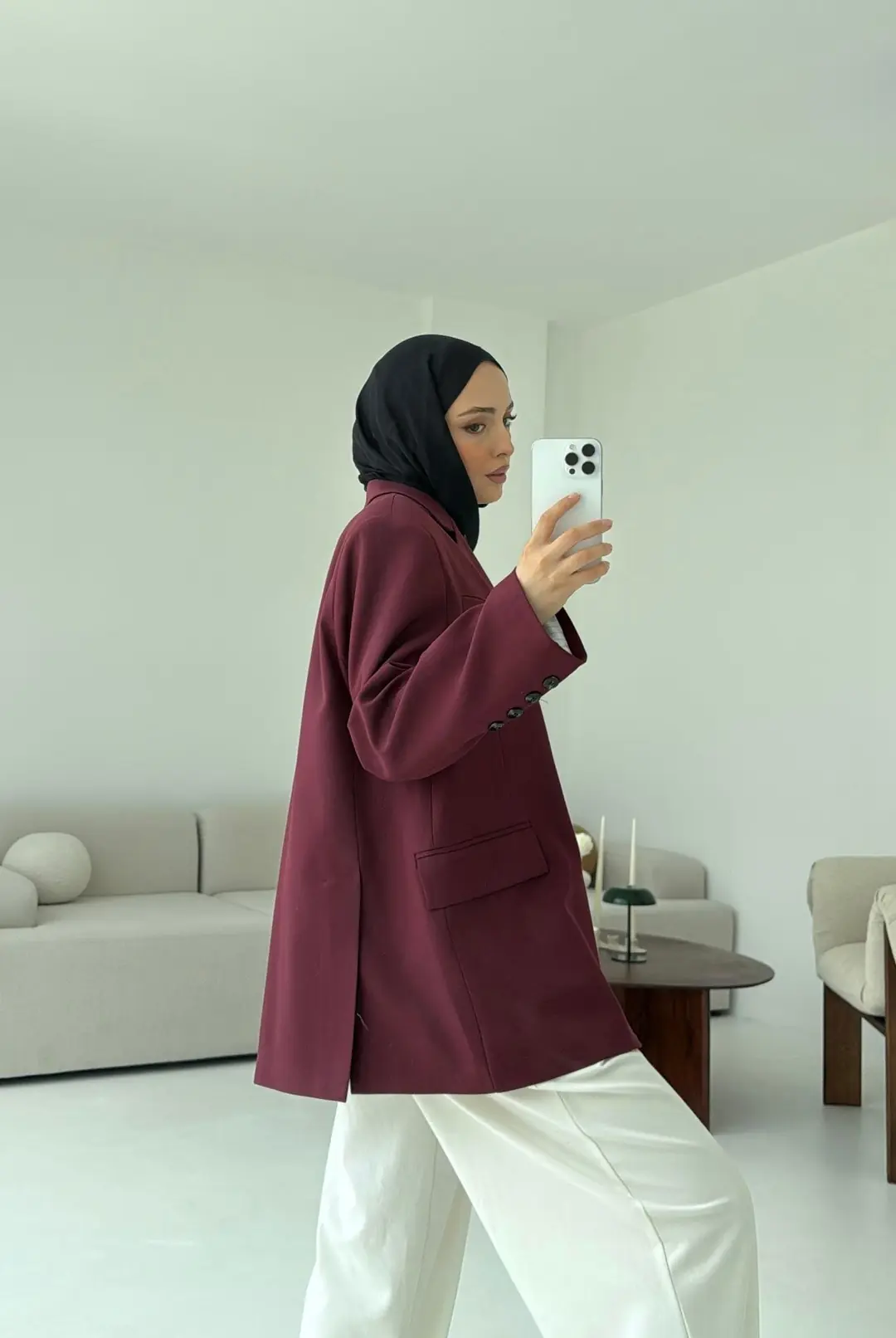 Bordo Oversize Premium Blazer Ceket