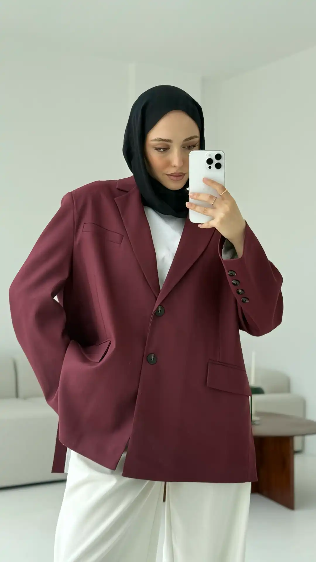 Bordo Oversize Premium Blazer Ceket