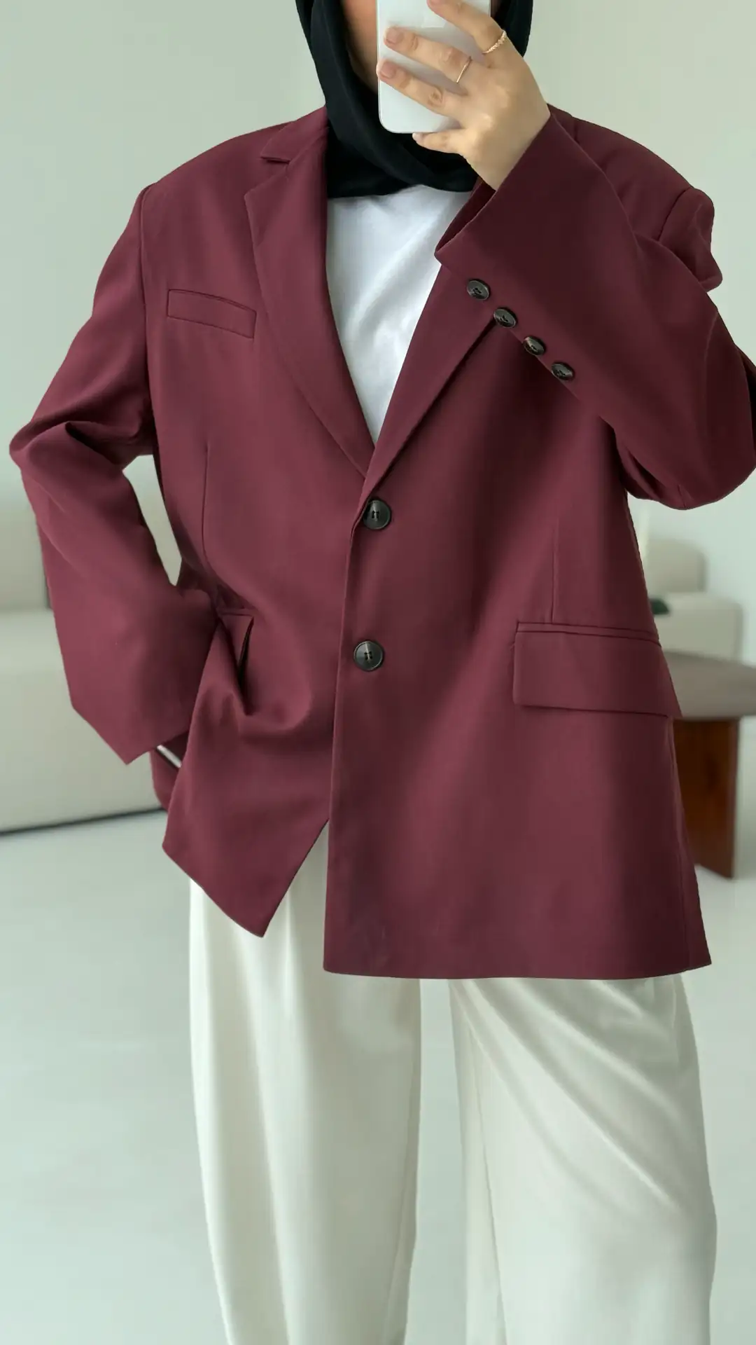 Bordo Oversize Premium Blazer Ceket