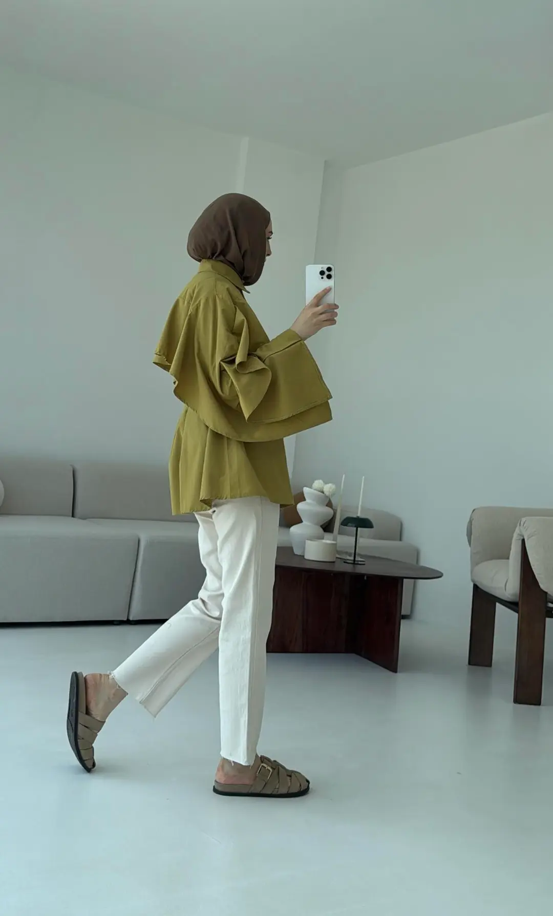 Detaylı Poplin Gömlek Olive