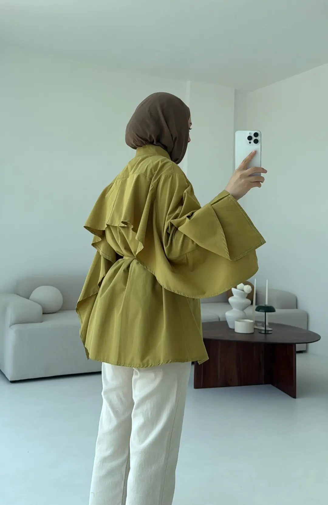 Detaylı Poplin Gömlek Olive