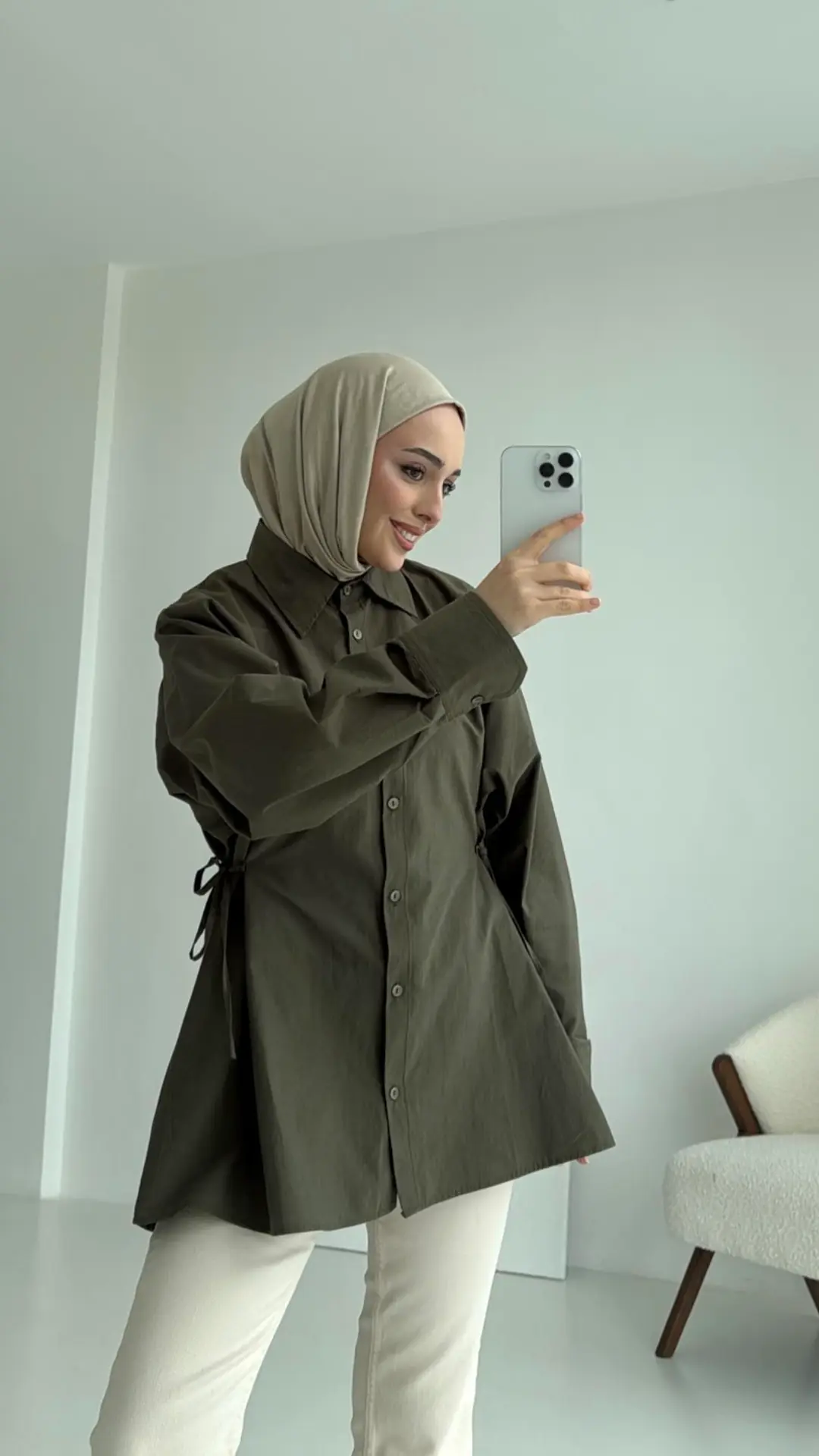 Yandan Bağlamalı Gömlek Haki