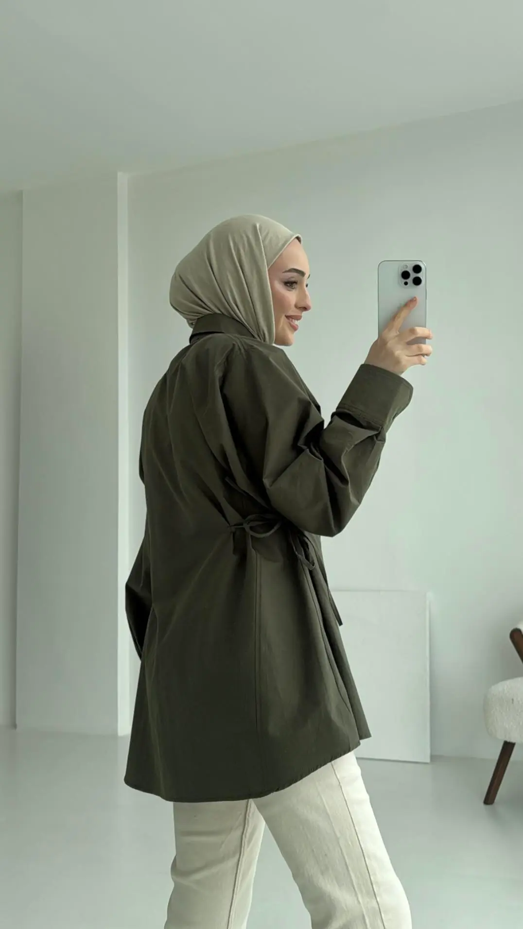 Yandan Bağlamalı Gömlek Haki