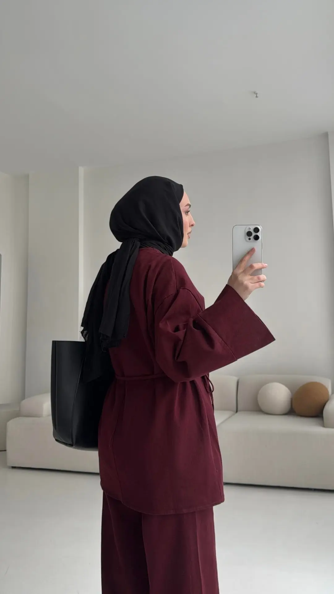 Bordo Gabardin Kimono Takım