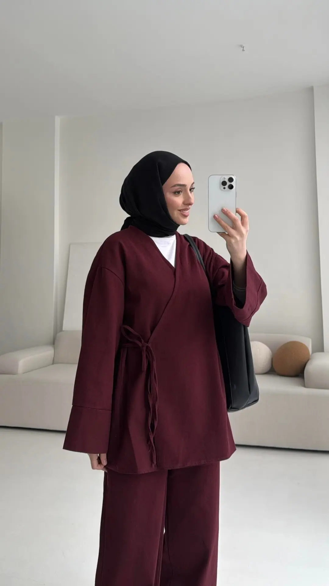 Bordo Gabardin Kimono Takım