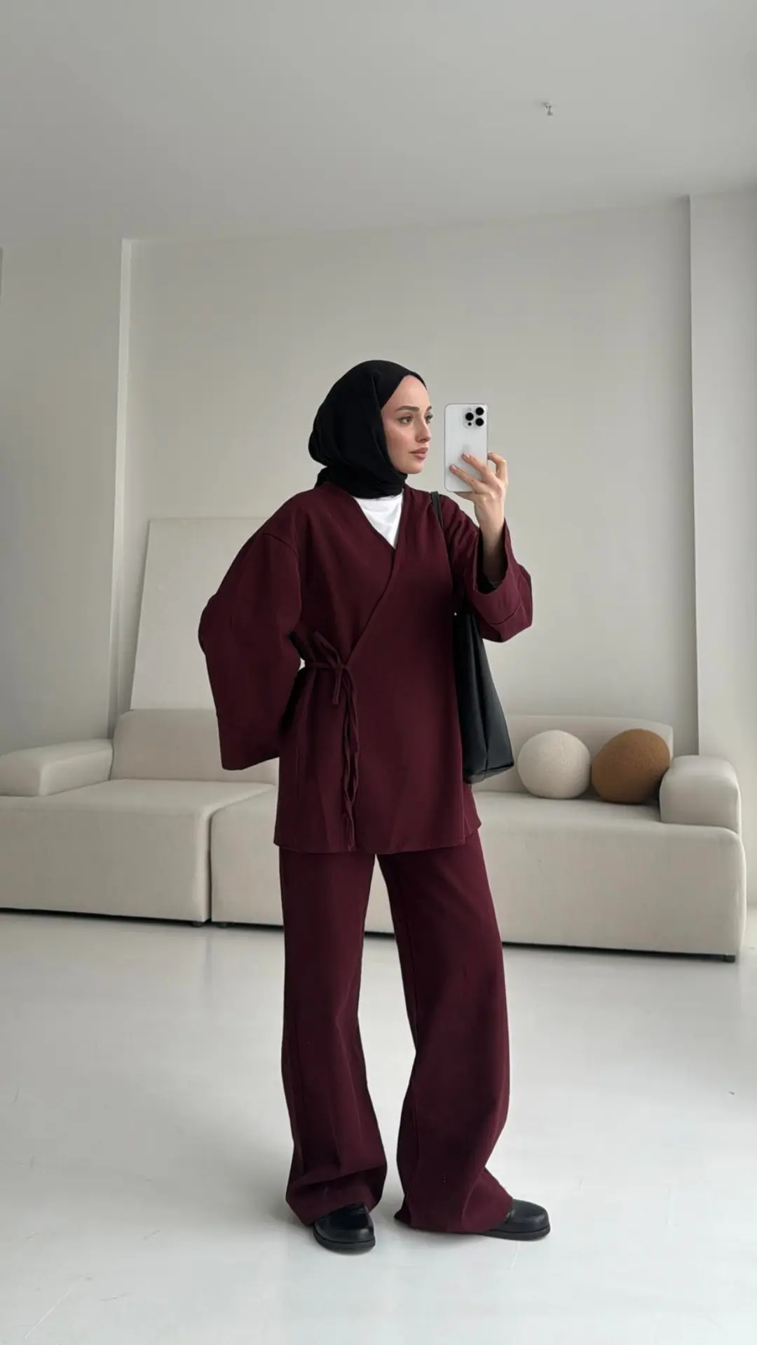 Bordo Gabardin Kimono Takım
