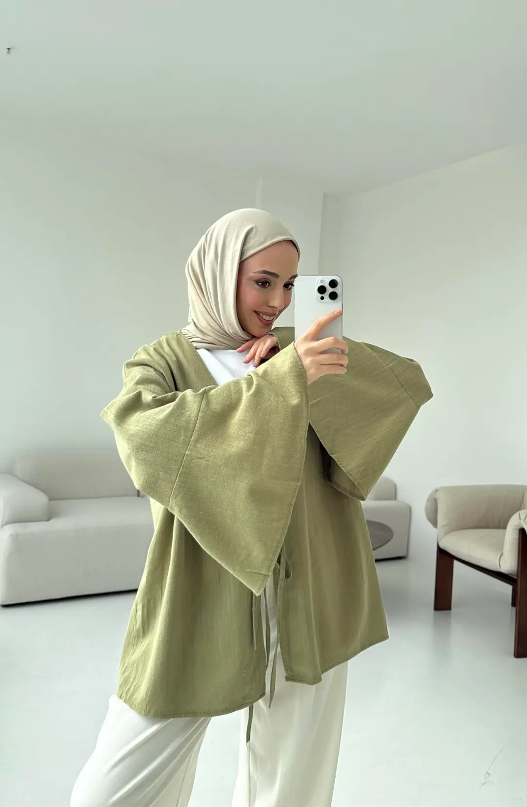 Kol Detay Kimono Çağla
