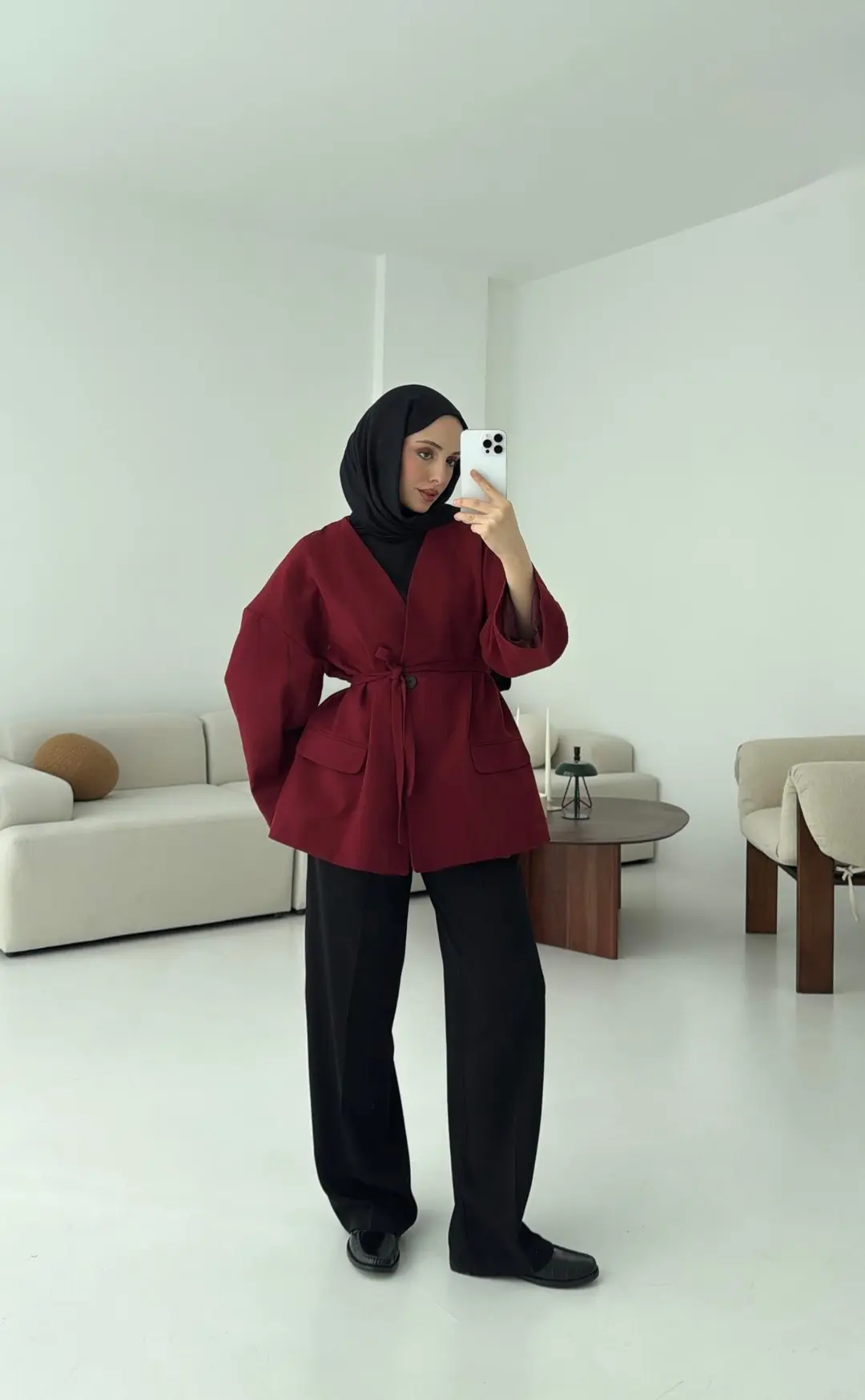Düşük Omuz Oversize Bordo Ceket