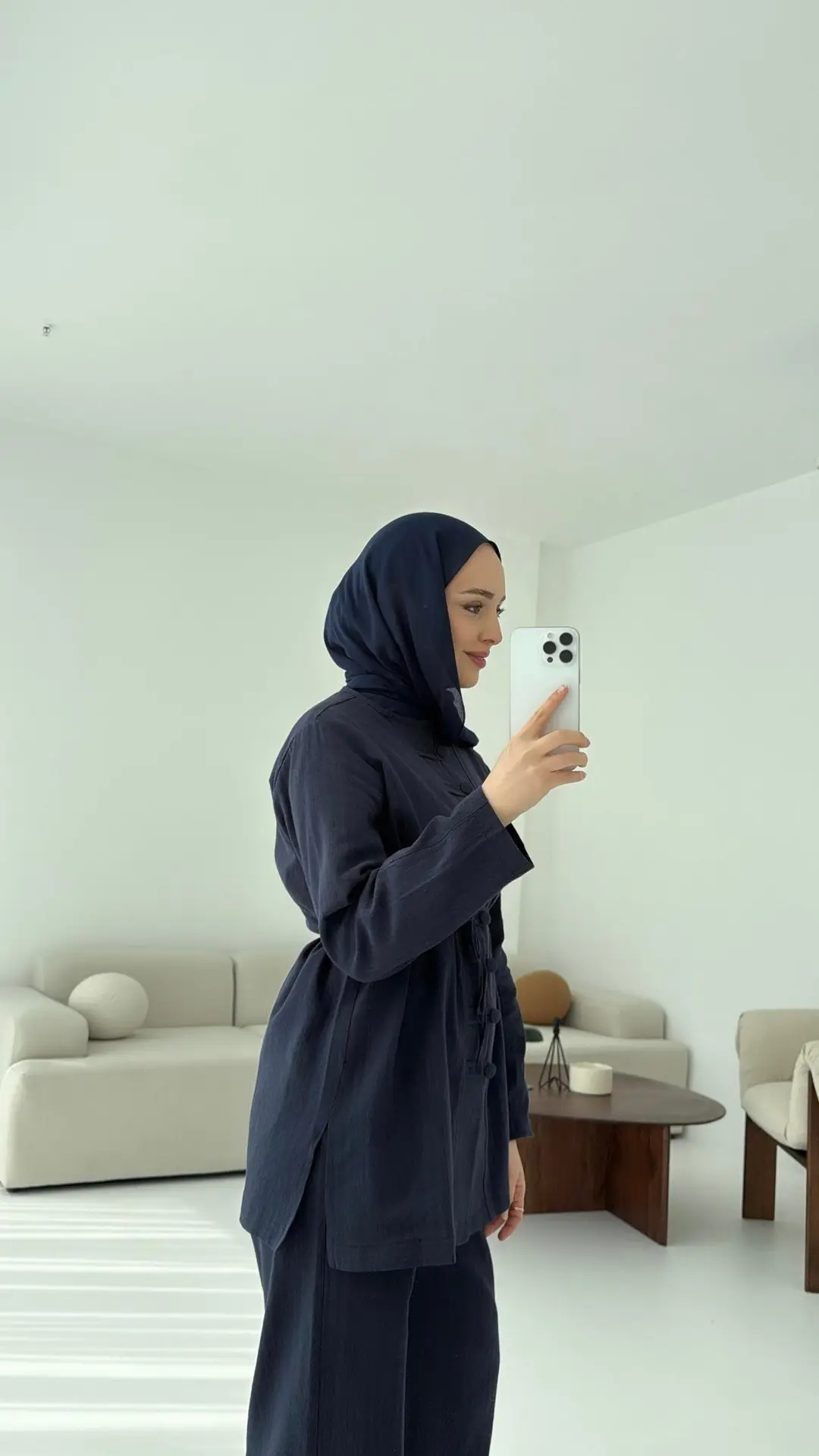 Düğme Detaylı Takım Lacivert