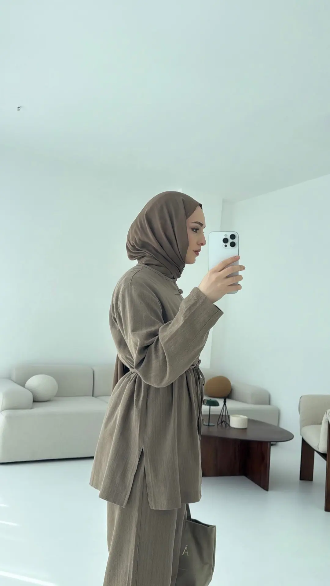 Düğme Detaylı Takım Haki