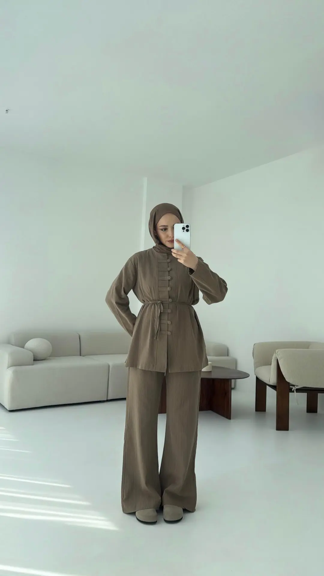 Düğme Detaylı Takım Haki