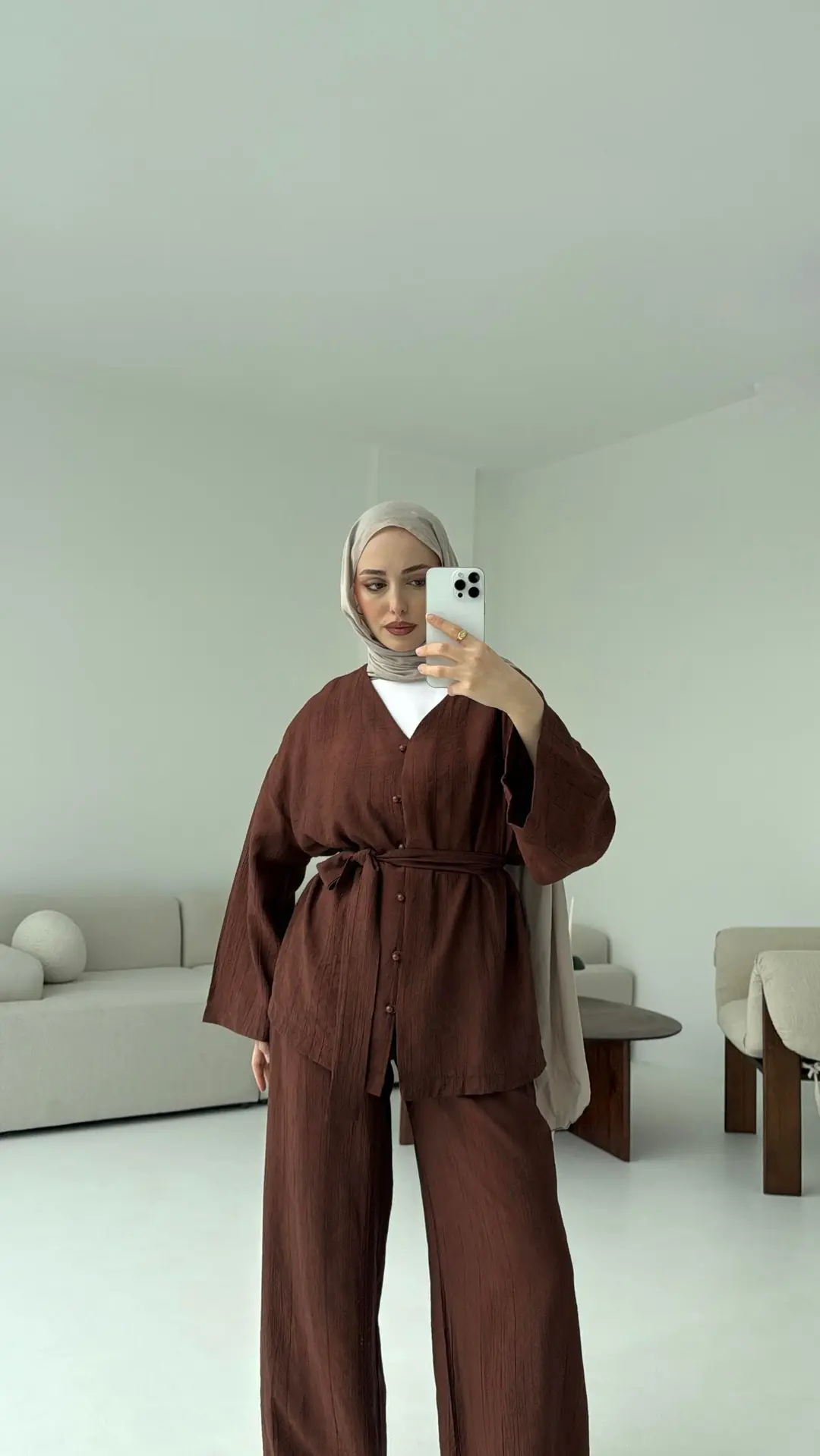 Kahve Bağlamlı Takım