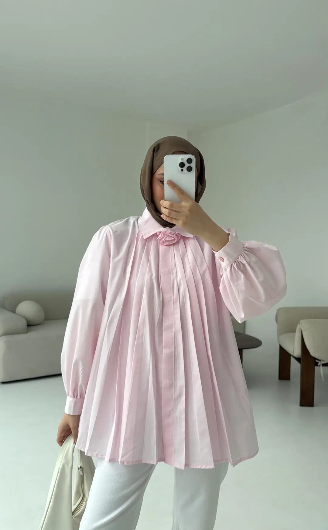 Pile Detay Gömlek Pembe