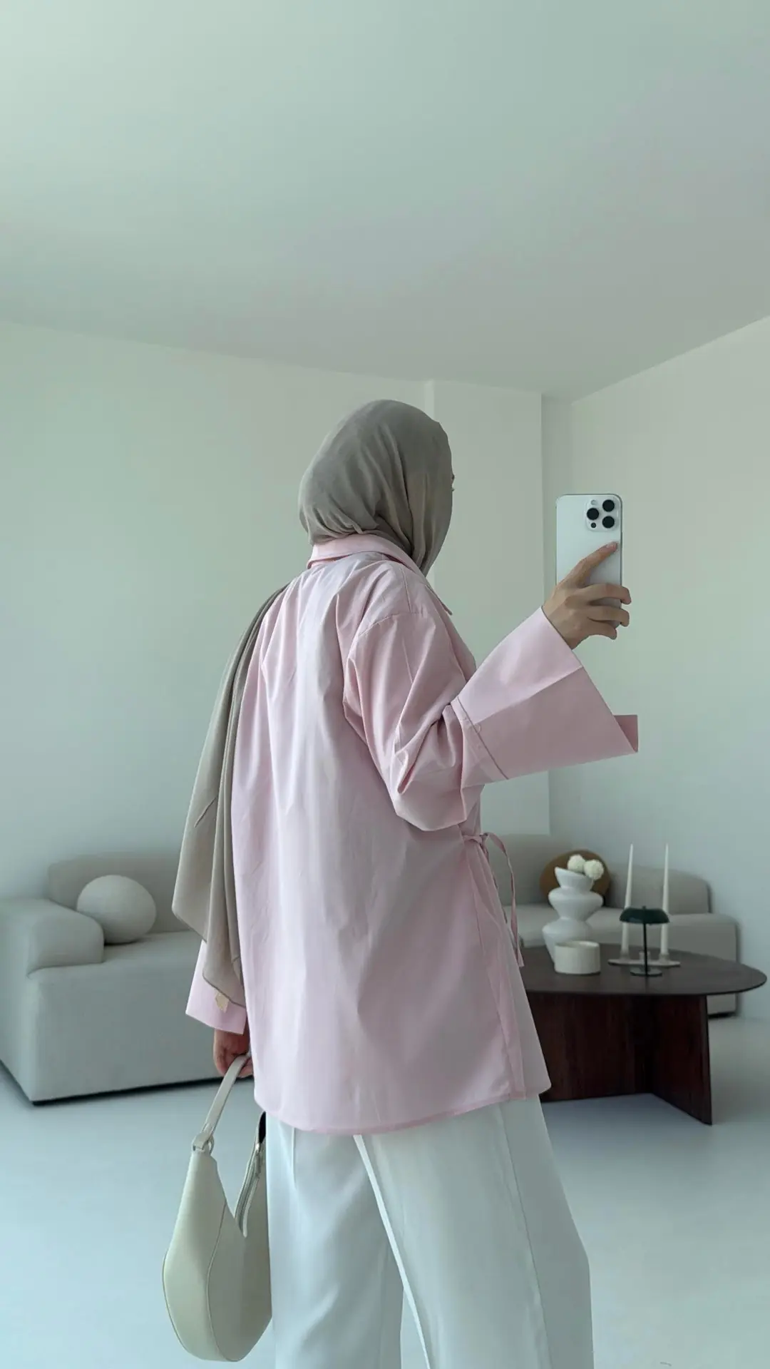 Çapraz Bağlamalı Kol Detay Gömlek Pembe