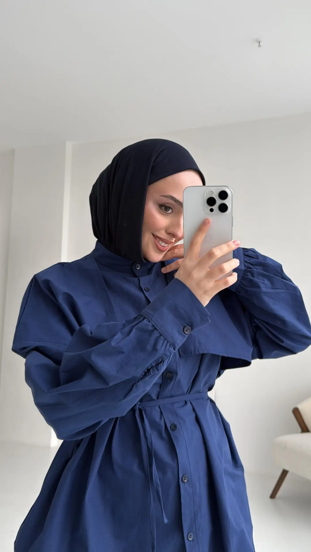 Lacivert Bağlamalı Gömlek