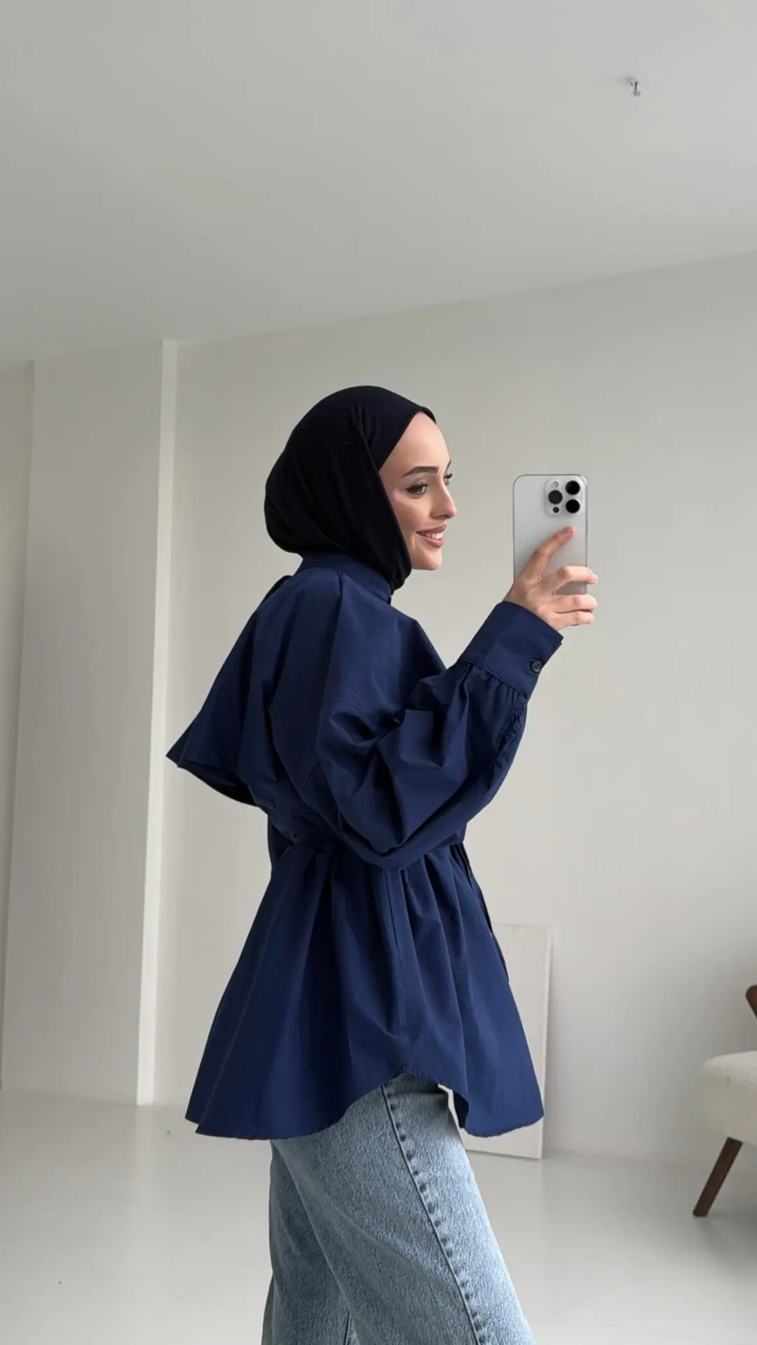 Lacivert Bağlamalı Gömlek