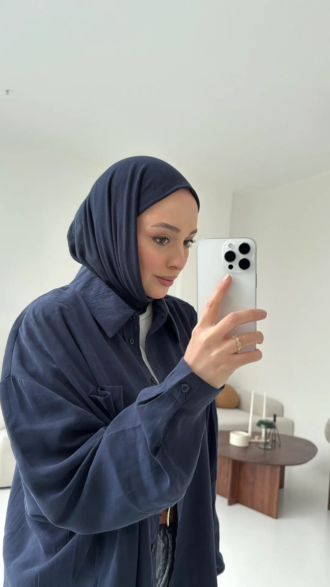 Cepli Oversize Gömlek Lacivert