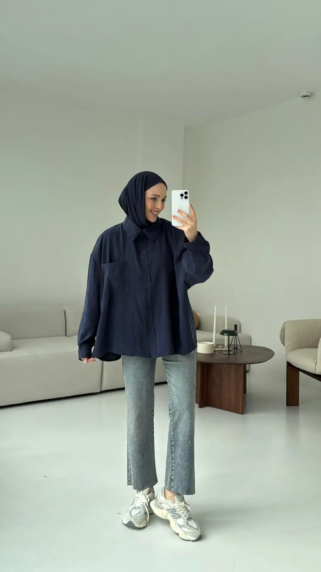 Cepli Oversize Gömlek Lacivert