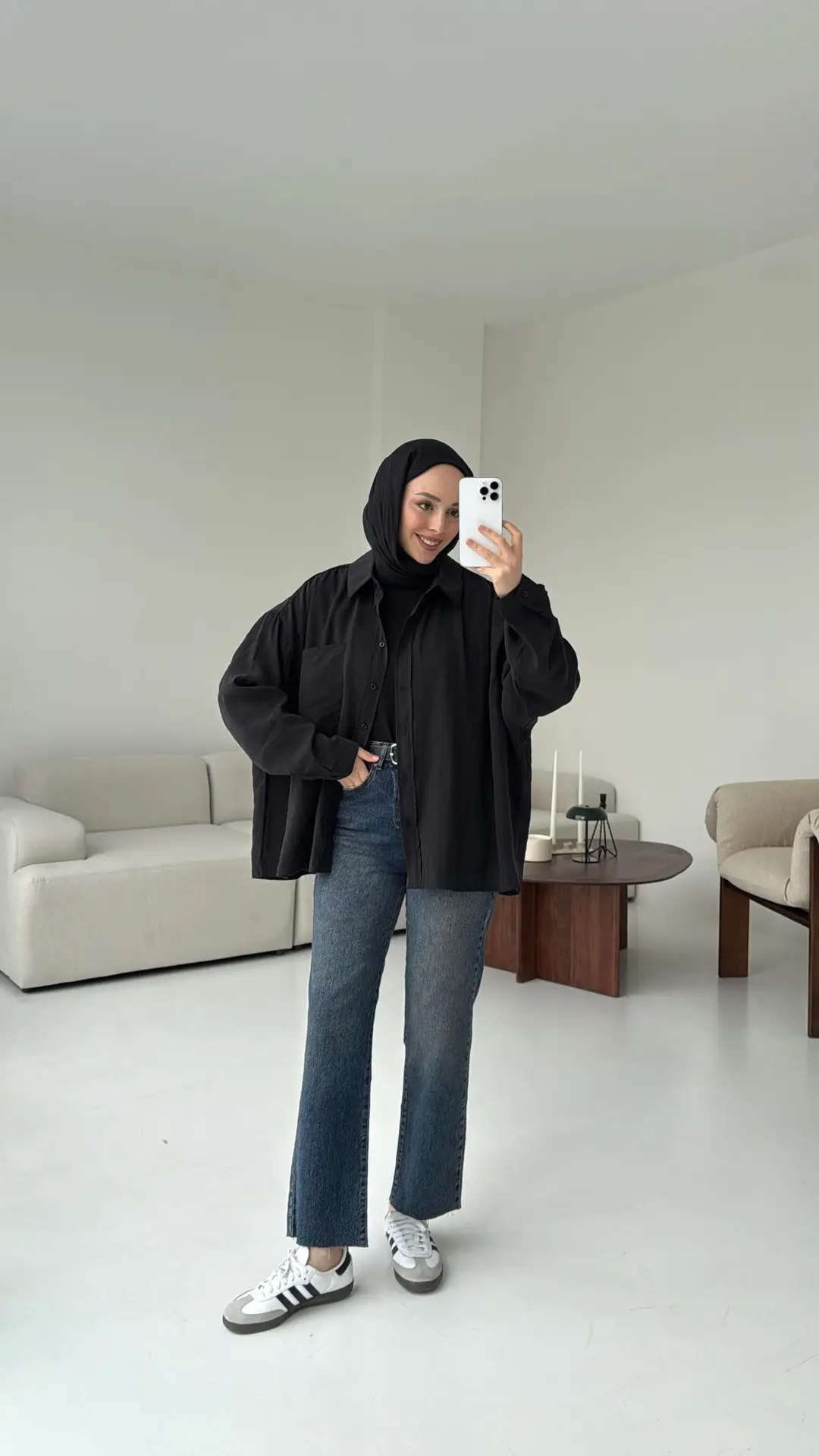Cepli Oversize Gömlek Siyah