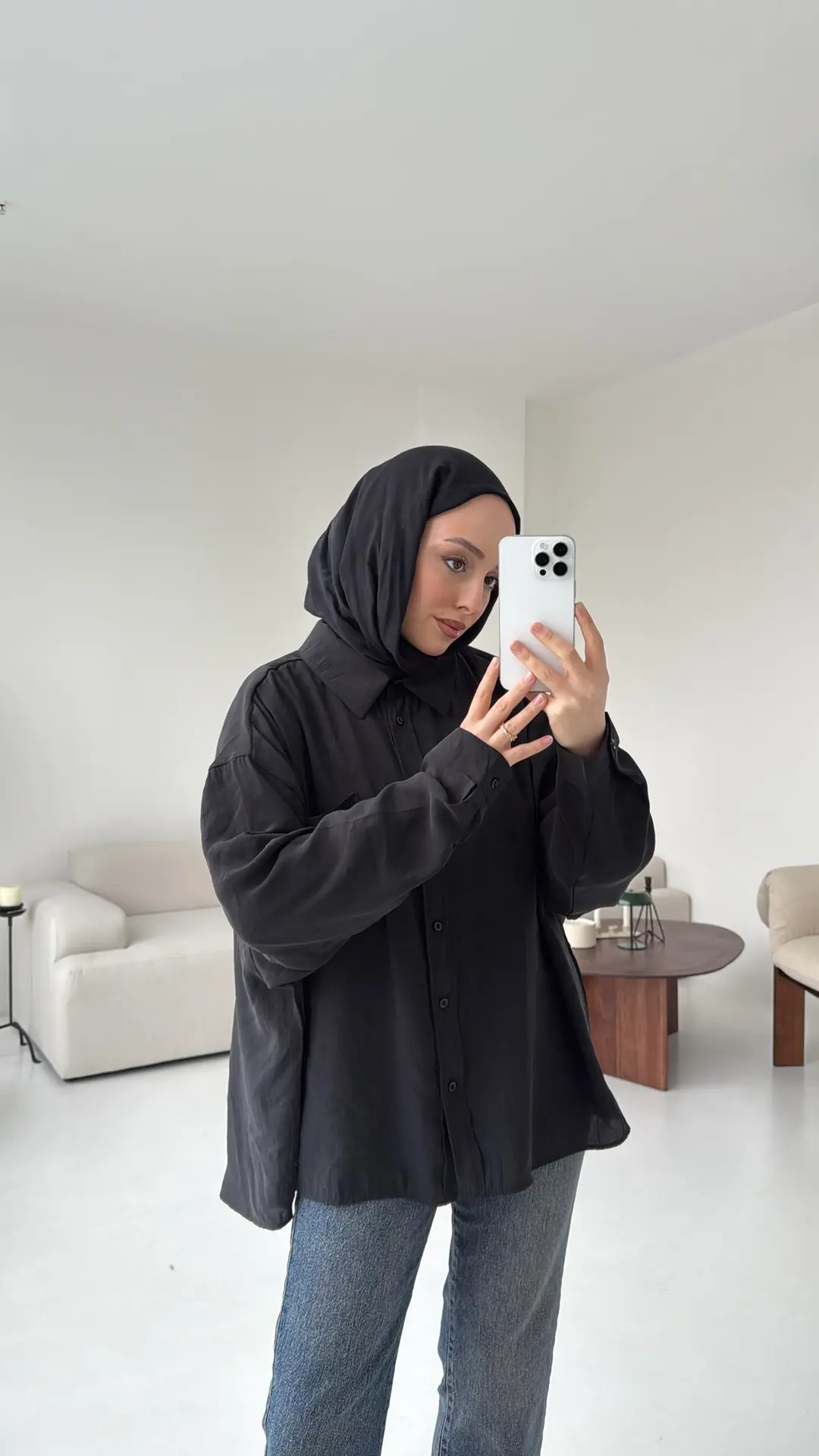 Cepli Oversize Gömlek Siyah