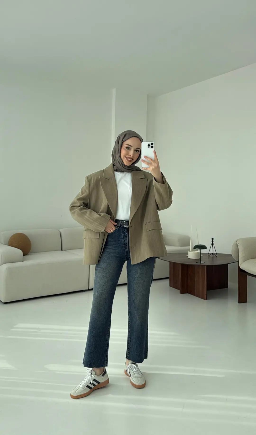 Haki Keten Oversize Blazer Ceket