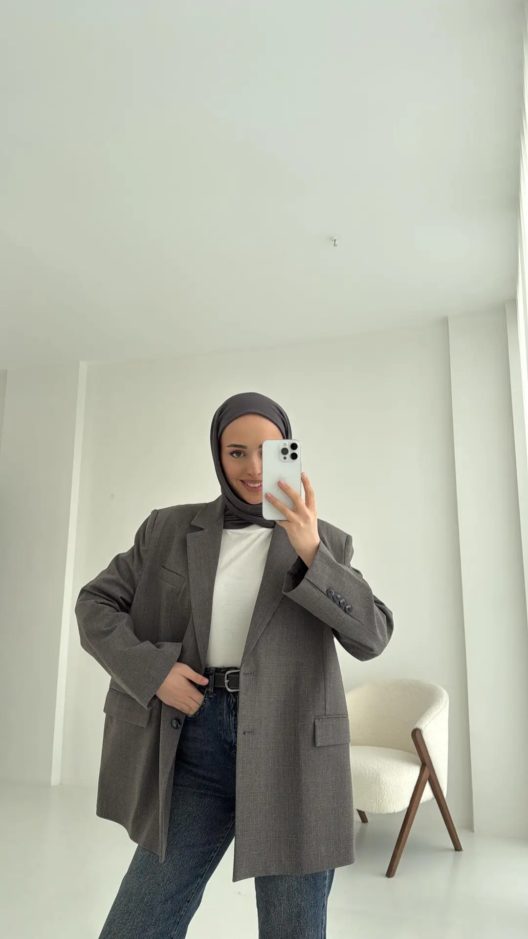 Yırtmaç Detaylı Oversize Blazer Ceket