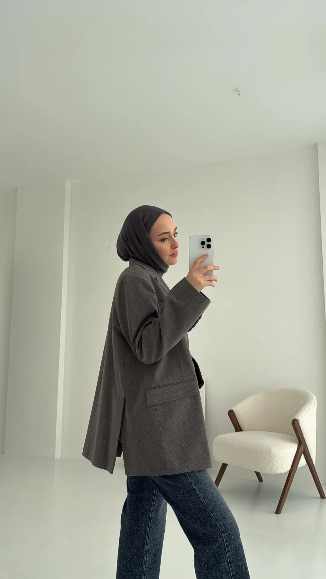 Yırtmaç Detaylı Oversize Blazer Ceket