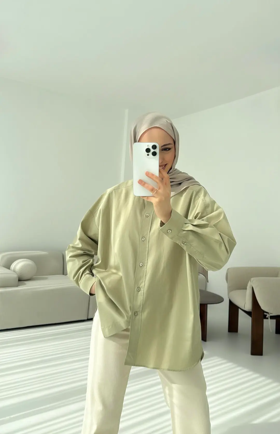 Poplin Oversize Gömlek Mint