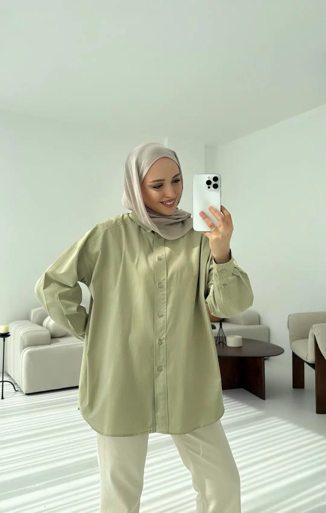Poplin Oversize Gömlek Mint