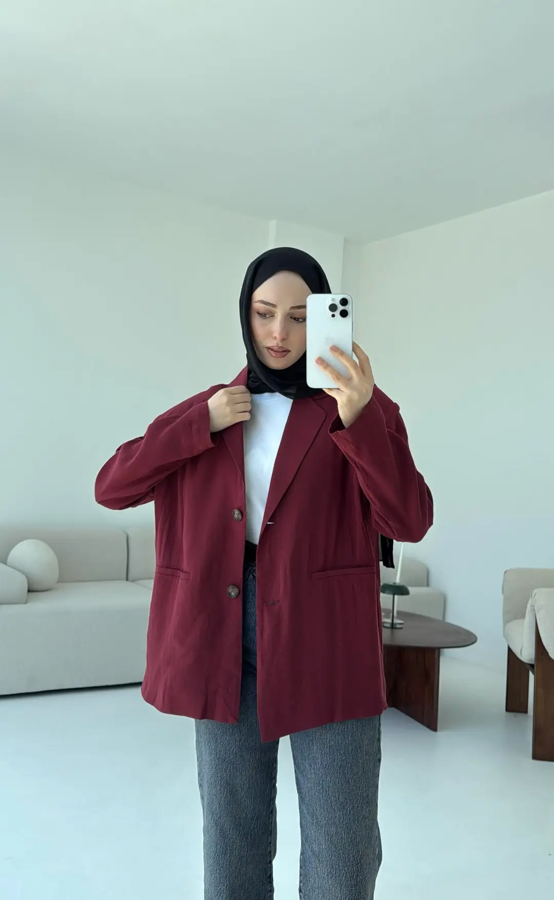 Astarsız Yazlık Keten Ceket Bordo