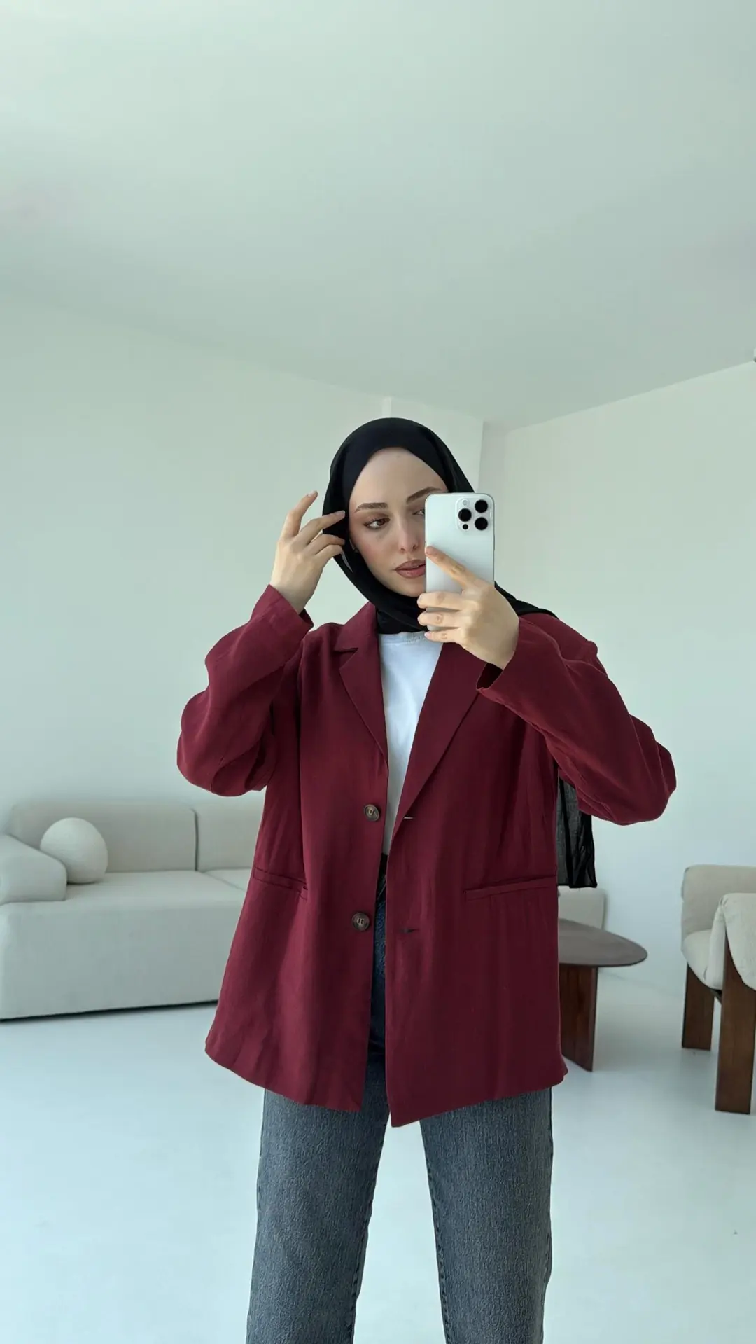 Astarsız Yazlık Keten Ceket Bordo