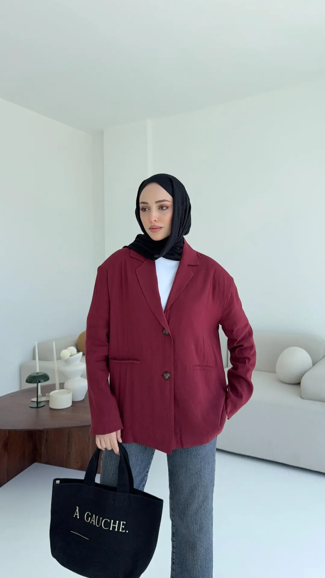 Astarsız Yazlık Keten Ceket Bordo
