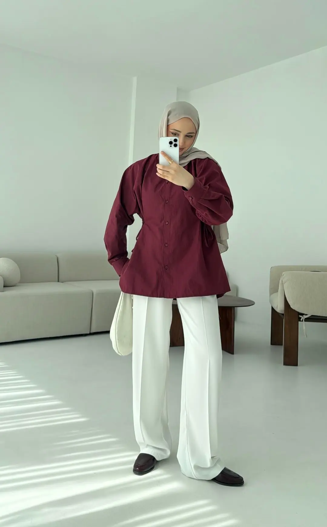 Yandan Bağlamalı Gömlek Bordo