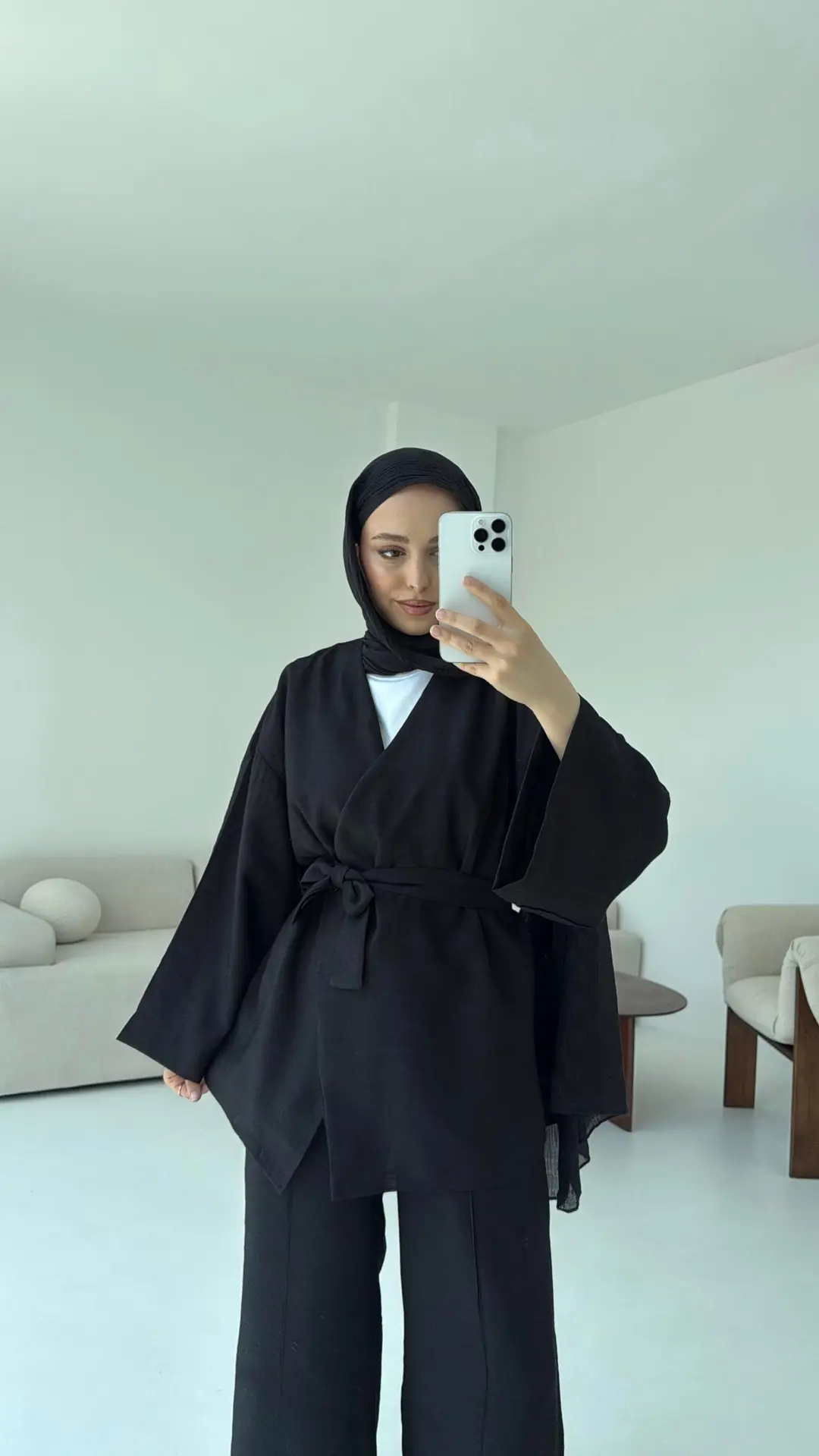 Bağlamalı Kimono Takım Siyah