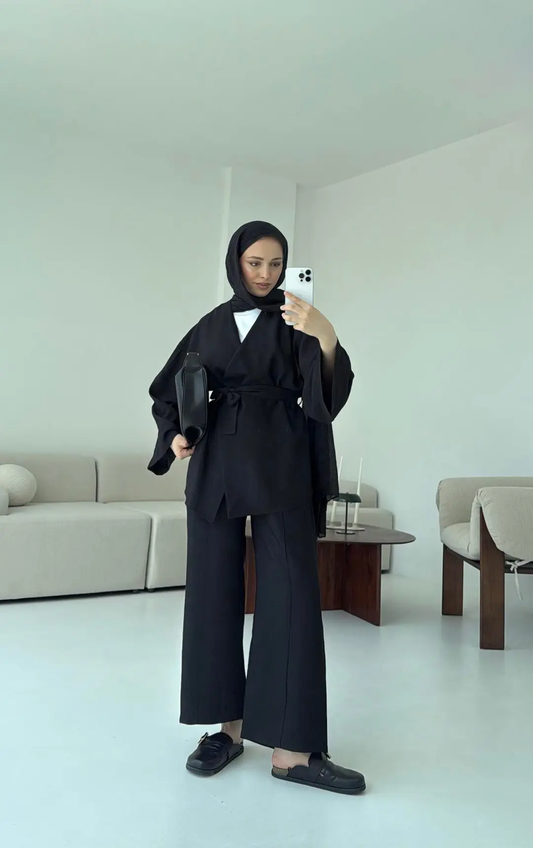 Bağlamalı Kimono Takım Siyah
