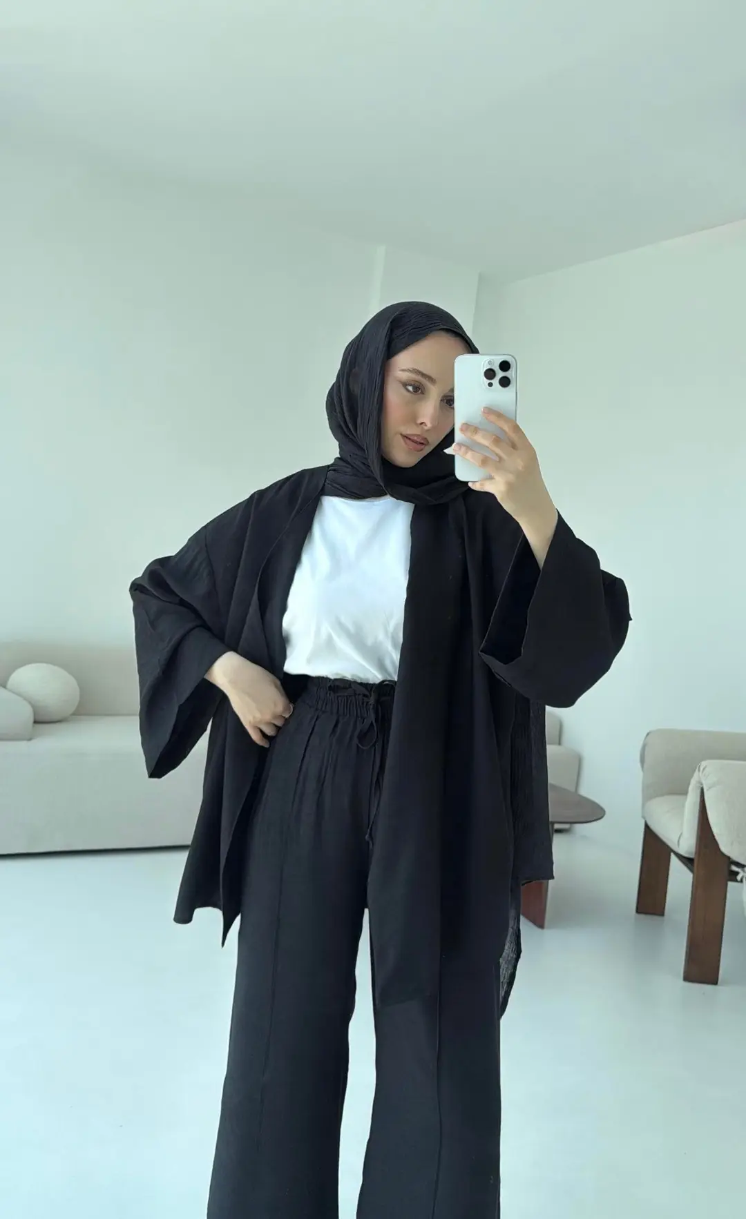 Bağlamalı Kimono Takım Siyah