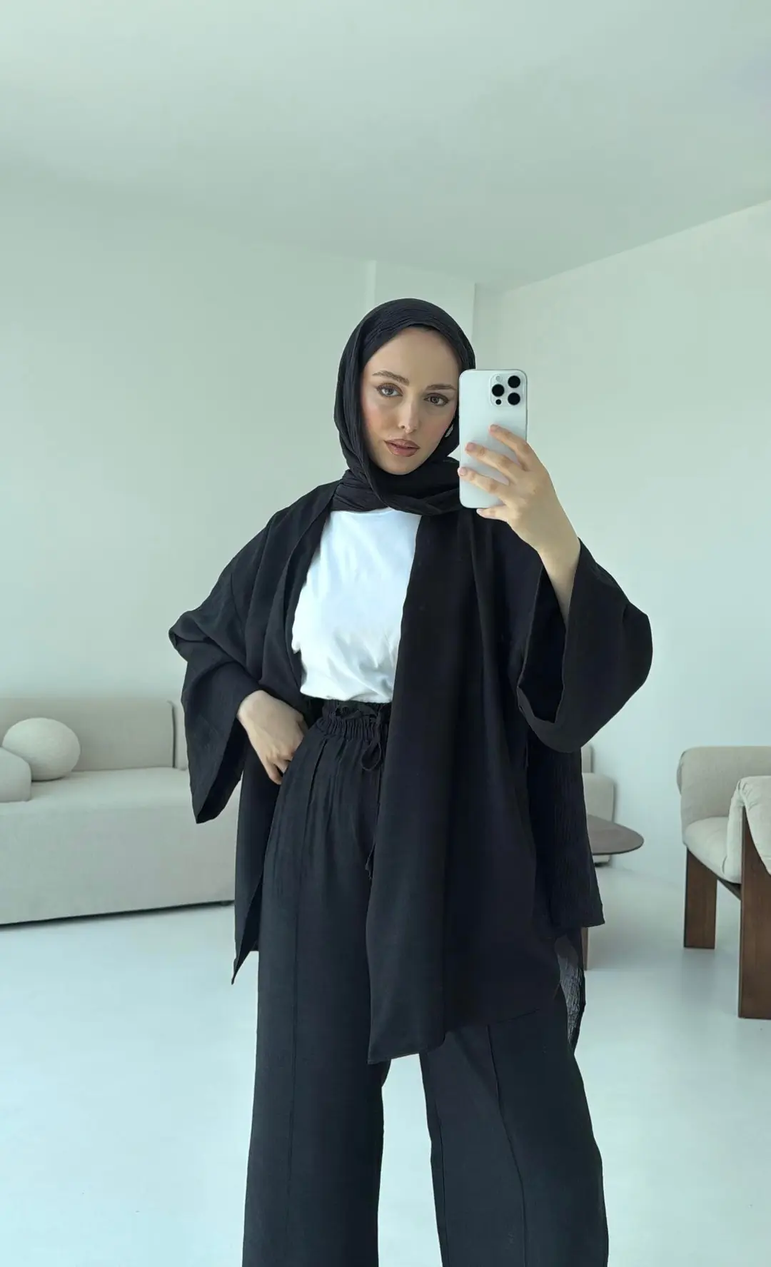 Bağlamalı Kimono Takım Siyah